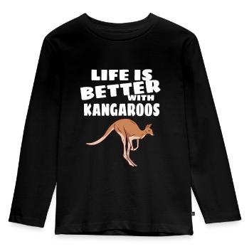 Känguru - Kinder Premium Bio Langarmshirt - Schwarz - Vorne - AI Model Kid Male (0cm)