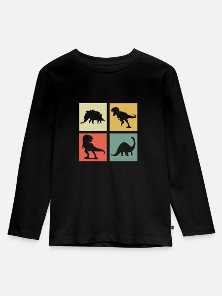 Dinosaurier - Kinder Premium Bio Langarmshirt - Schwarz