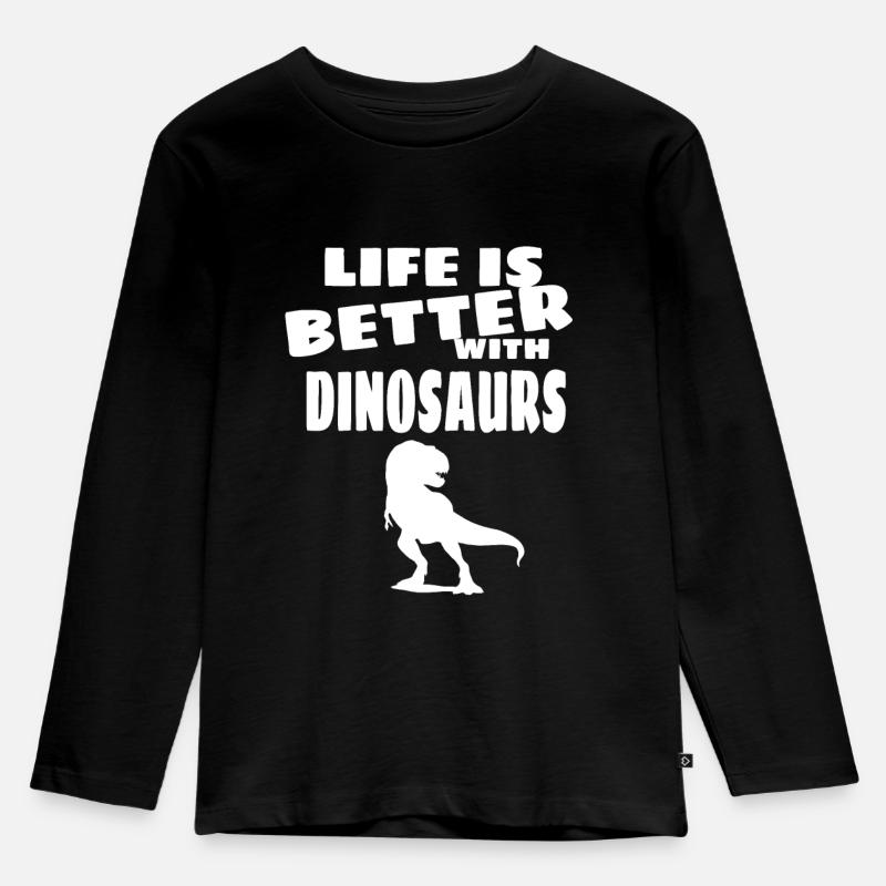 Dinosaurier - Kinder Premium Bio Langarmshirt - Schwarz