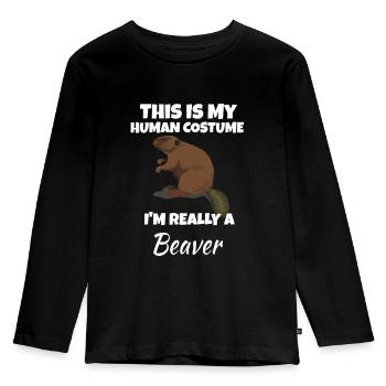 Biber - Kinder Premium Bio Langarmshirt - Schwarz - Vorne - AI Model Kid Male (0cm)
