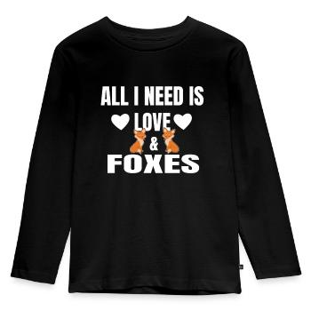 Fuchs - Kinder Premium Bio Langarmshirt - Schwarz - Vorne - AI Model Kid Male (0cm)