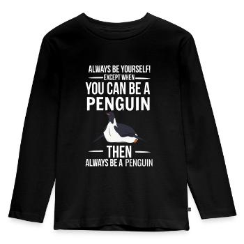 manchot - T-shirt manches longues Premium Enfant - noir - Devant - AI Model Kid Male (0cm)