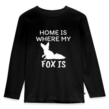 Fuchs - Kinder Premium Bio Langarmshirt - Schwarz - Vorne - AI Model Kid Male (0cm)