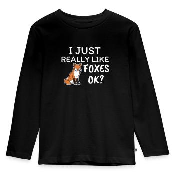 Fuchs - Kinder Premium Bio Langarmshirt - Schwarz - Vorne - AI Model Kid Male (0cm)