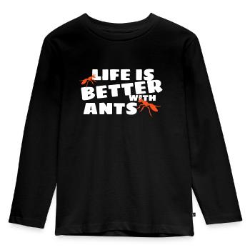 ant - Kids' Premium Longsleeve Shirt - black - Front - AI Model Kid Male (0cm)