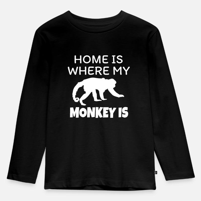 Affe - Kinder Premium Bio Langarmshirt - Schwarz