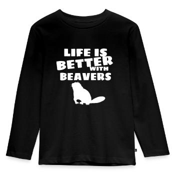 Biber - Kinder Premium Bio Langarmshirt - Schwarz - Vorne - AI Model Kid Male (0cm)