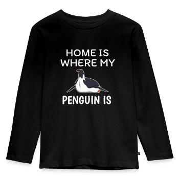 manchot - T-shirt manches longues Premium Enfant - noir - Devant - AI Model Kid Male (0cm)