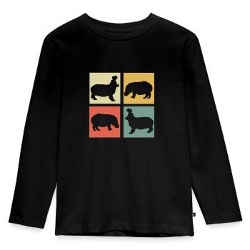 Nilpferd - Kinder Premium Bio Langarmshirt - Schwarz - Vorne - AI Model Kid Male (0cm)