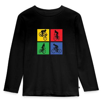 Fahrradfahren - Kinder Premium Bio Langarmshirt - Schwarz - Vorne - AI Model Kid Male (0cm)