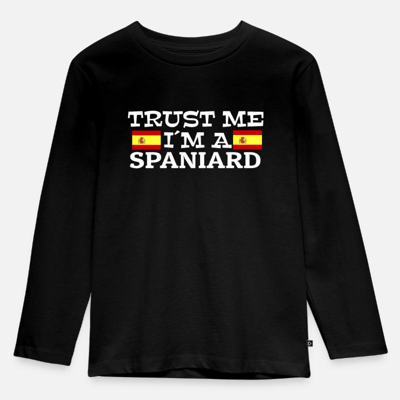 Spanien - Kinder Premium Bio Langarmshirt - Schwarz