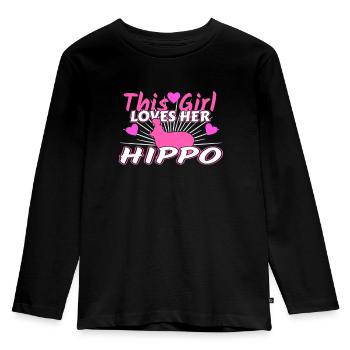Nilpferd - Kinder Premium Bio Langarmshirt - Schwarz - Vorne - AI Model Kid Male (0cm)