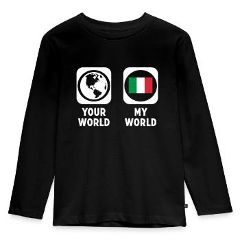 Italien - Kinder Premium Bio Langarmshirt - Schwarz - Vorne - AI Model Kid Male (0cm)