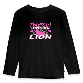 Lion - T-shirt manches longues Premium Enfant - noir - Devant - AI Model Kid Male (0cm)