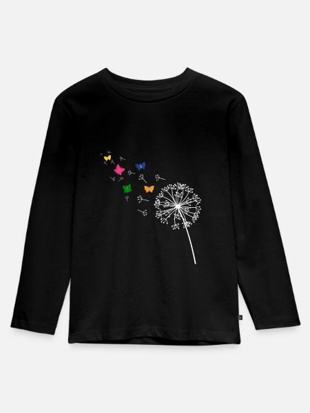 Pusteblume - Kinder Premium Bio Langarmshirt - Schwarz