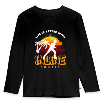 Inline Skates - Kinder Premium Bio Langarmshirt - Schwarz - Vorne - AI Model Kid Male (0cm)