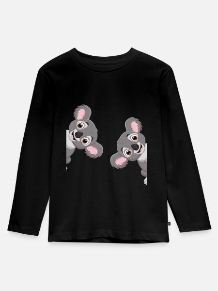 Koala - Kinder Premium Bio Langarmshirt - Schwarz