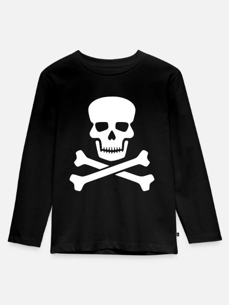 Totenkopf weiß Geschenk Geschenkidee - Kinder Premium Bio Langarmshirt - Schwarz