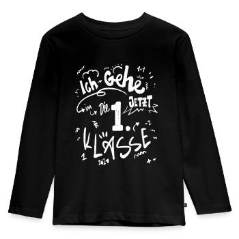 Erste Klasse Einschulung - Kinder Premium Bio Langarmshirt - Schwarz - Vorne - AI Model Kid Male (0cm)