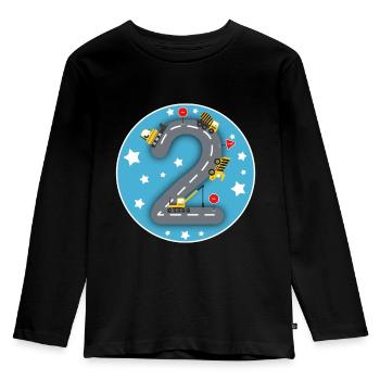 Chemise d’anniversaire pour enfants 2 ans Pelle de chantier - T-shirt manches longues Premium Enfant - noir - Devant - AI Model Kid Male (0cm)
