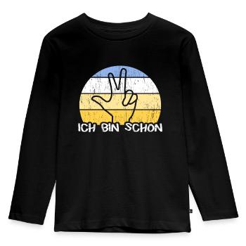 Kinder Geburtstagsshirt 3 Jahre Ich bin schon 3 - Kinder Premium Bio Langarmshirt - Schwarz - Vorne - AI Model Kid Male (0cm)