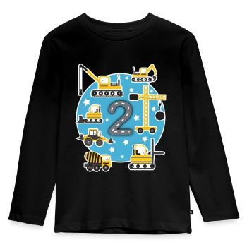 Kinder Geburtstagsshirt 2 Jahre Junge Baustelle - Kinder Premium Bio Langarmshirt - Schwarz - Vorne - AI Model Kid Male (0cm)
