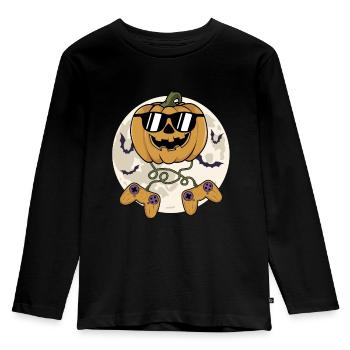 T-shirt de costume de citrouille d’Halloween | Jeux d’Halloween - T-shirt manches longues Premium Enfant - noir - Devant - AI Model Kid Male (0cm)