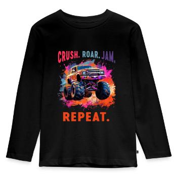 Truck Retro Race Big Vintage Kindergarten Back - Kids' Premium Longsleeve Shirt - black - Front - AI Model Kid Male (0cm)