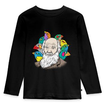 Charles Darwin Portrait Gift Evolution - Kids' Premium Longsleeve Shirt - black - Front - AI Model Kid Male (0cm)