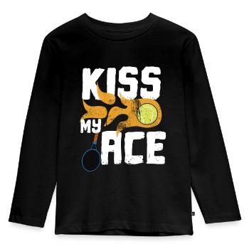 Tennis born to serve Serve Ass Racket - Kids' Premium Longsleeve Shirt - black - Front - AI Model Kid Male (0cm)