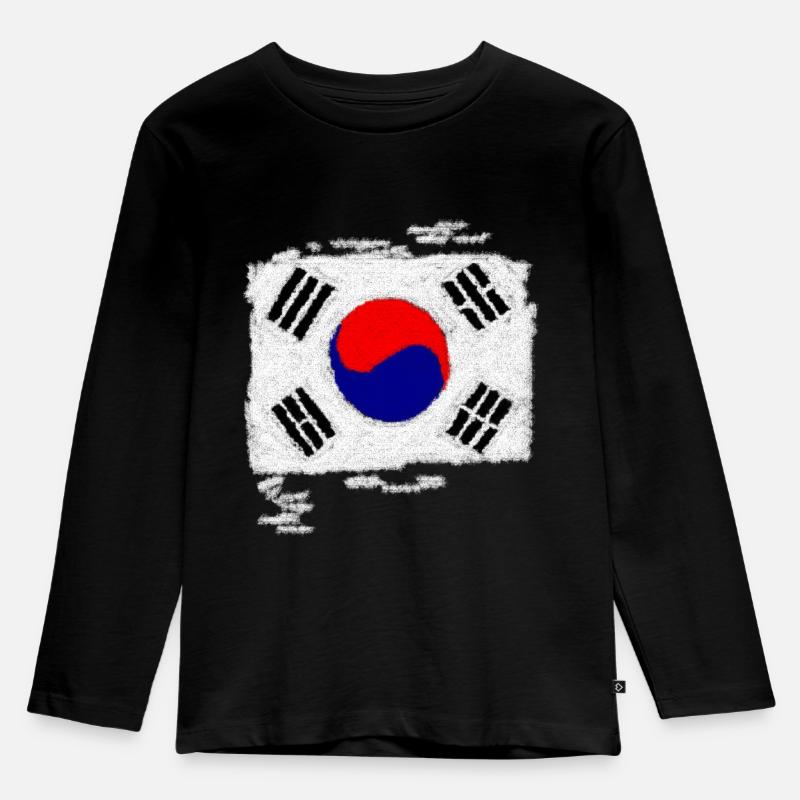 Drapeau de la Corée du Sud - T-shirt manches longues Premium Enfant - noir