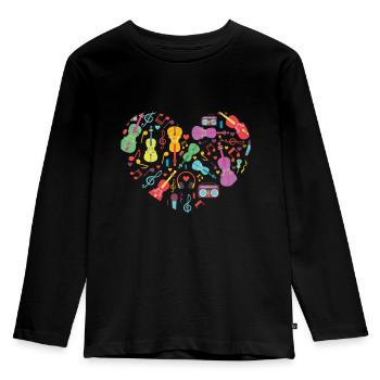 Musik Geige Klassik Geschenk Violine Musiknoten - Kinder Premium Bio Langarmshirt - Schwarz - Vorne - AI Model Kid Male (0cm)