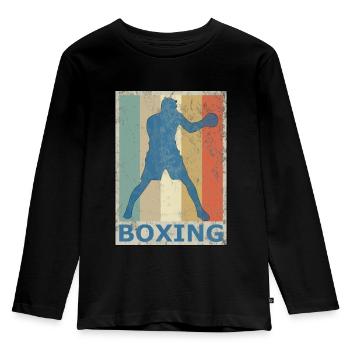 Retro Vintage Style Boxen Boxer Kickboxen - Kinder Premium Bio Langarmshirt - Schwarz - Vorne - AI Model Kid Male (0cm)