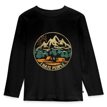 I Hate People - Ich hasse Menschen Geschenk Natur - Kinder Premium Bio Langarmshirt - Schwarz - Vorne - AI Model Kid Male (0cm)