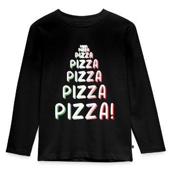 Pizza Pizza Pizza - Kinder Premium Bio Langarmshirt - Schwarz - Vorne - AI Model Kid Male (0cm)