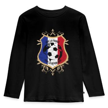 Frankreich Flagge Nationalfarben Paris Fußball - Kinder Premium Bio Langarmshirt - Schwarz - Vorne - AI Model Kid Male (0cm)