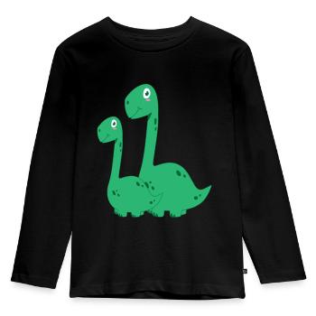 Dinosaurier Familie Titanosauria - Kinder Premium Bio Langarmshirt - Schwarz - Vorne - AI Model Kid Male (0cm)