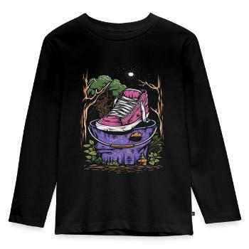Schuhe - Kinder Premium Bio Langarmshirt - Schwarz - Vorne - AI Model Kid Male (0cm)