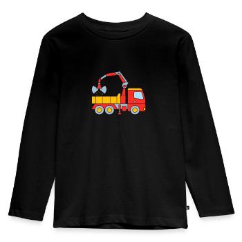 Lastwagen Baustelle für Kinder - Kinder Premium Bio Langarmshirt - Schwarz - Vorne - AI Model Kid Male (0cm)