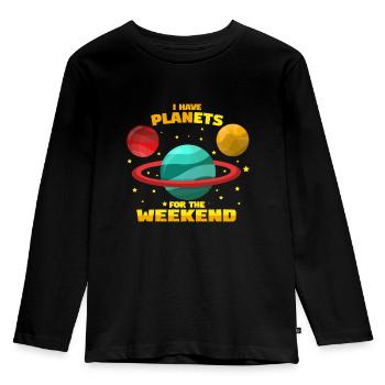 planet - Kids' Premium Longsleeve Shirt - black - Front - AI Model Kid Male (0cm)