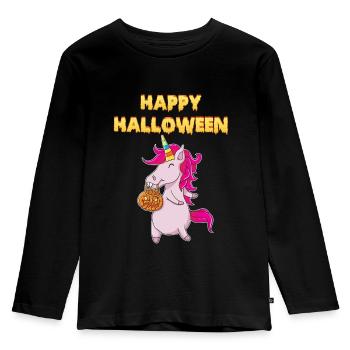Happy Halloween Shirt Floss - Kinder Premium Bio Langarmshirt - Schwarz - Vorne - AI Model Kid Male (0cm)