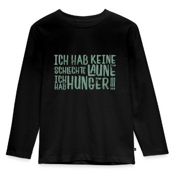 schlechte Laune wegen Hunger - Kinder Premium Bio Langarmshirt - Schwarz - Vorne - AI Model Kid Male (0cm)