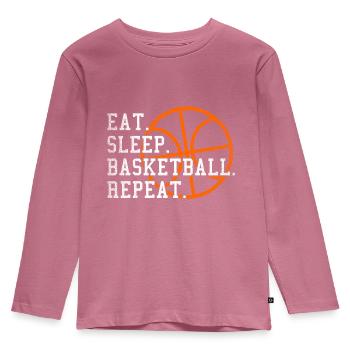 Eat Sleep Basketball Repeat Geschenk Sport Baller - Kinder Premium Bio Langarmshirt - Mauve - Vorne - AI Model Kid Female (0cm)