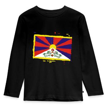 Drapeau tibétain - T-shirt manches longues Premium Enfant - noir - Devant - AI Model Kid Male (0cm)