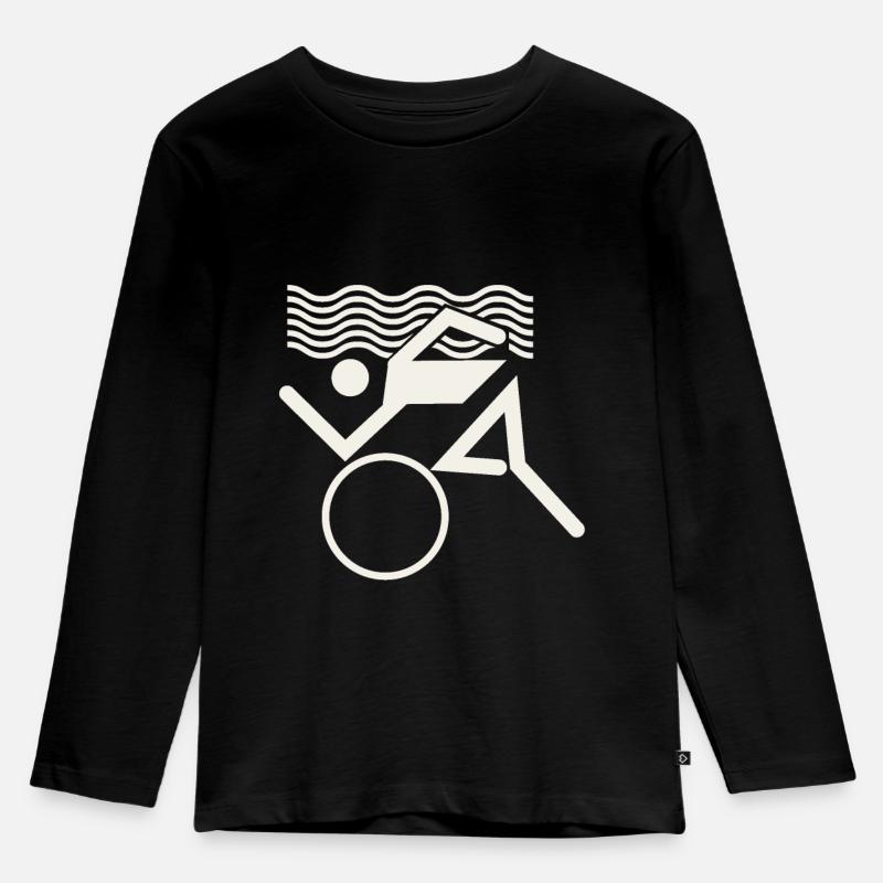 Swim Bike Run - Kinder Premium Bio Langarmshirt - Schwarz