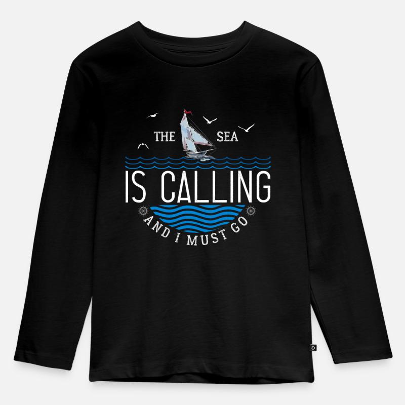 The Sea Is Calling And I Must Go - Kinder Premium Bio Langarmshirt - Schwarz