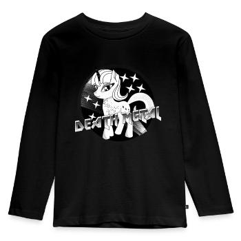 Death Metal Einhorn Shirt Festival Musik - Kinder Premium Bio Langarmshirt - Schwarz - Vorne - AI Model Kid Male (0cm)