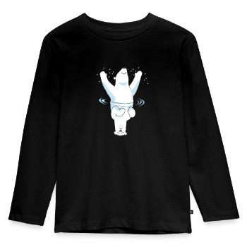 Eisbär Bipolar Bär Glücklich Unglücklich Arktis - Kinder Premium Bio Langarmshirt - Schwarz - Vorne - AI Model Kid Male (0cm)