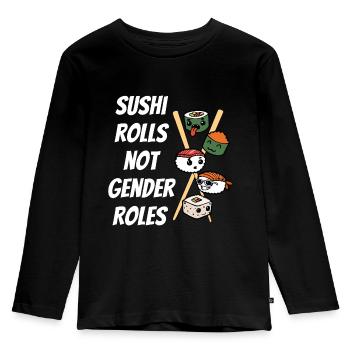 Anti gender sushi roles instead of gender roles - Kids' Premium Longsleeve Shirt - black - Front - AI Model Kid Male (0cm)