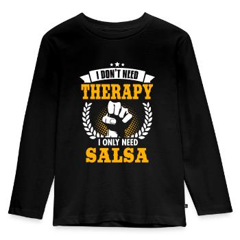 Salsa - Kinder Premium Bio Langarmshirt - Schwarz - Vorne - AI Model Kid Male (0cm)